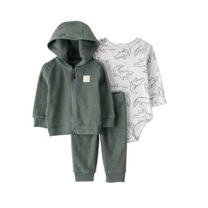 NWT Carter's Baby 3-piece Green Gator Jacket Set Size 6M